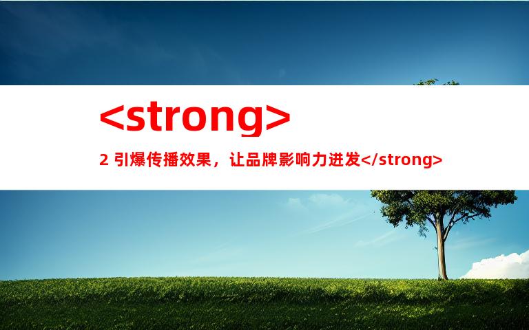 <strong>2. 引爆传播效果，让品牌影响力迸发</strong>