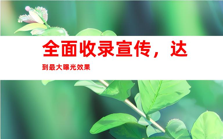 全面收录宣传，达到最大曝光效果