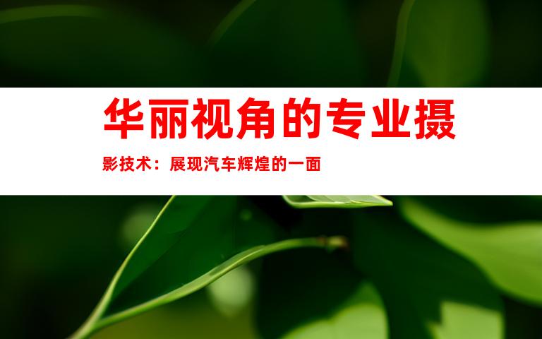 华丽视角的专业摄影技术：展现汽车辉煌的一面