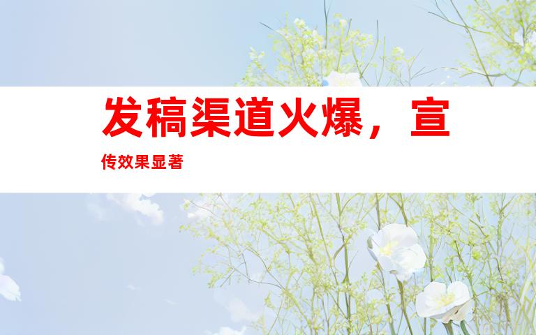 发稿渠道火爆，宣传效果显著