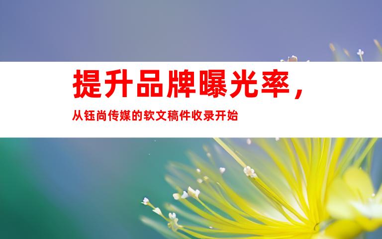 提升品牌曝光率，从钰尚传媒的软文稿件收录开始