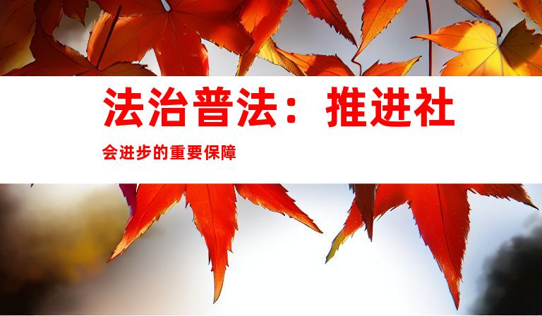 法治普法：推进社会进步的重要保障