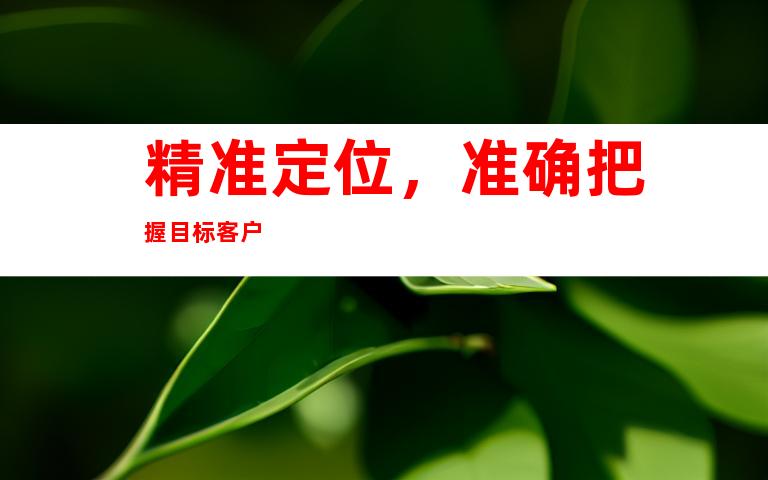 精准定位，准确把握目标客户