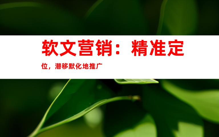 软文营销：精准定位，潜移默化地推广