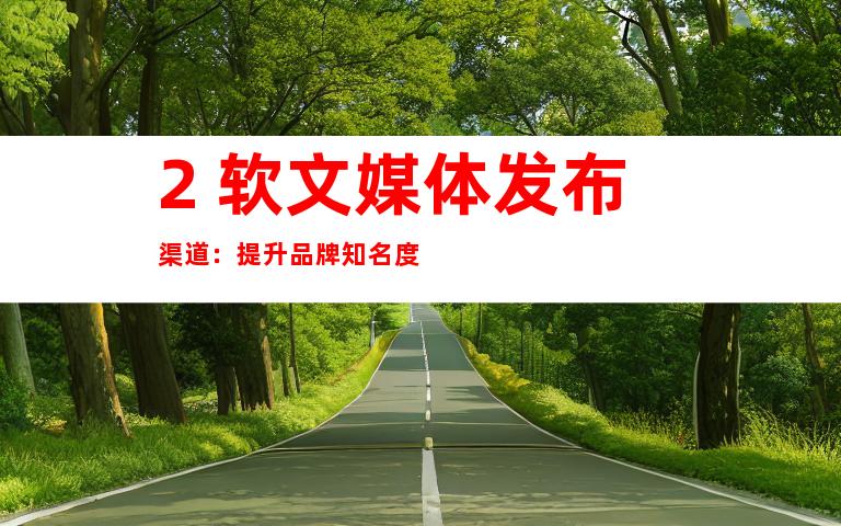 2. 软文媒体发布渠道：提升品牌知名度