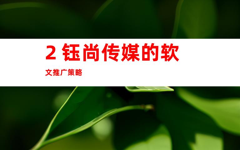 2. 钰尚传媒的软文推广策略