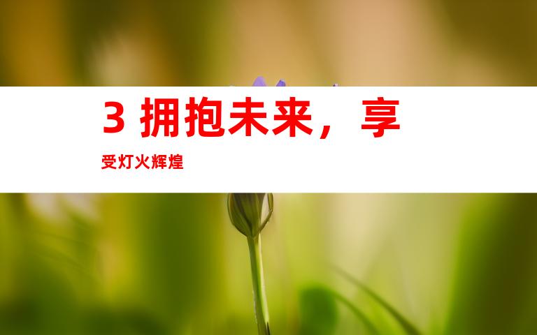 3. 拥抱未来，享受灯火辉煌