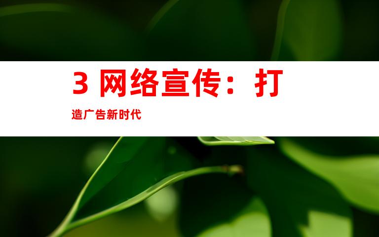 3. 网络宣传：打造广告新时代